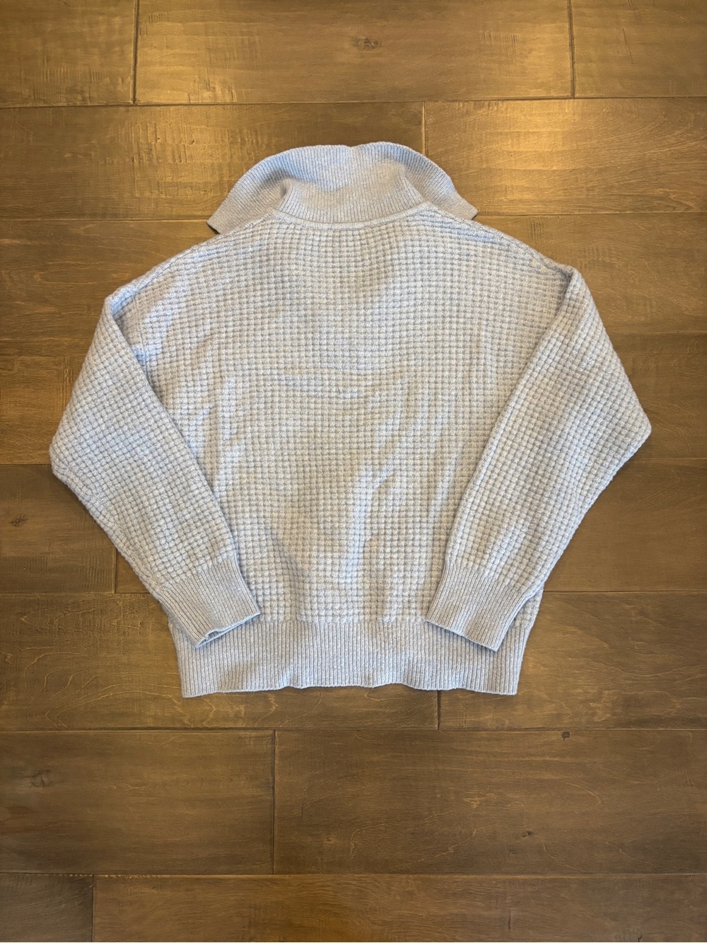 Ricki's Light Blue V-Neck Waffle Knit Collared Sweater - Picture 5 of 7